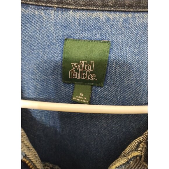 Wild Fable Heavyweight Colorblock Denim Bomber Jacket XL Retro 90s Winter - Picture 4 of 6